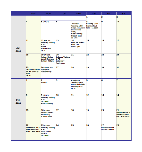 17 sample weekly calendars sample templates