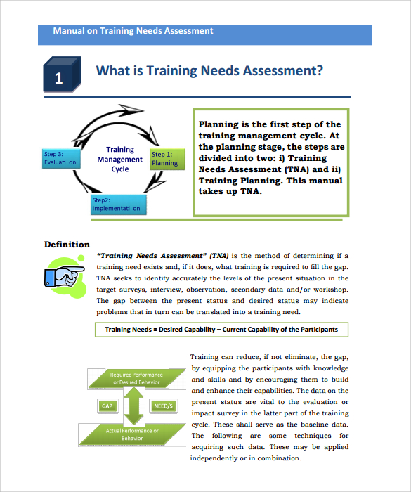 training needs analysis evaluation