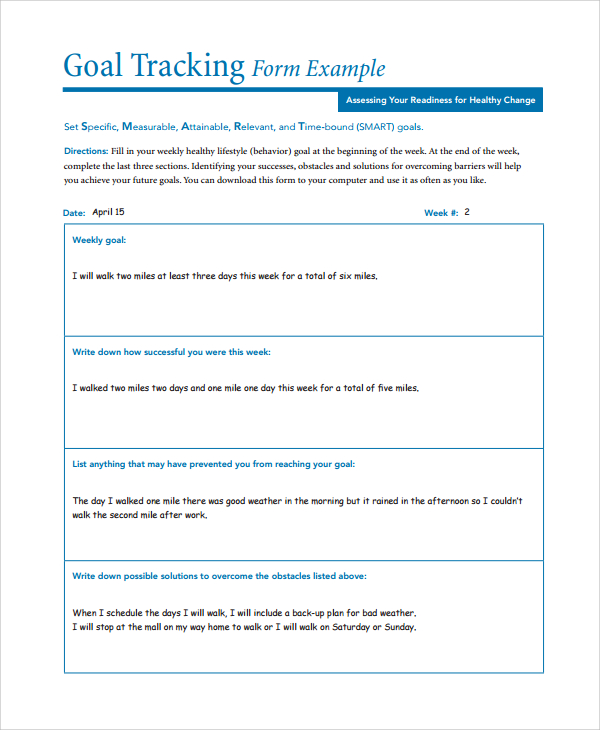 goal tracking form