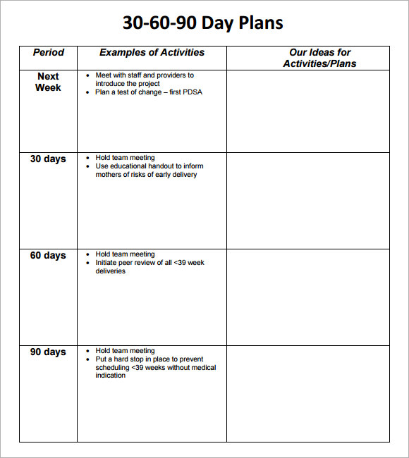 30 60 90 day plan template education