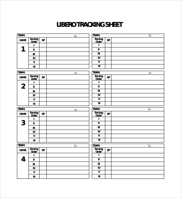 libero tracking sheet template