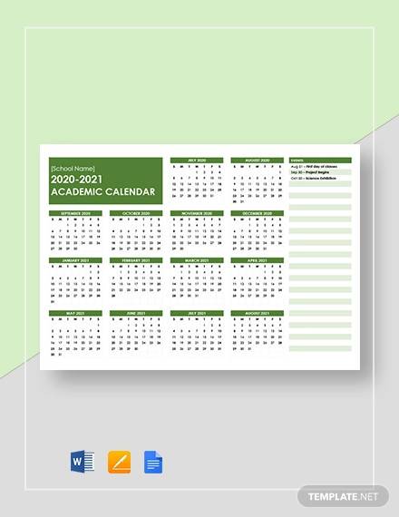 academic year calendar template