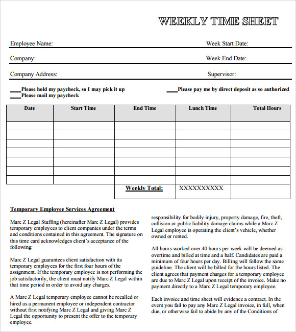 Lawyer Timesheet Example