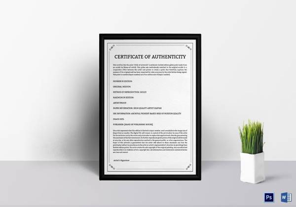 authenticity certificate template in doc