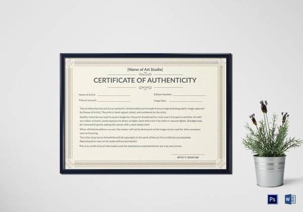 authenticity certificate template in word
