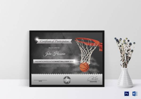 basketball participation certificate template