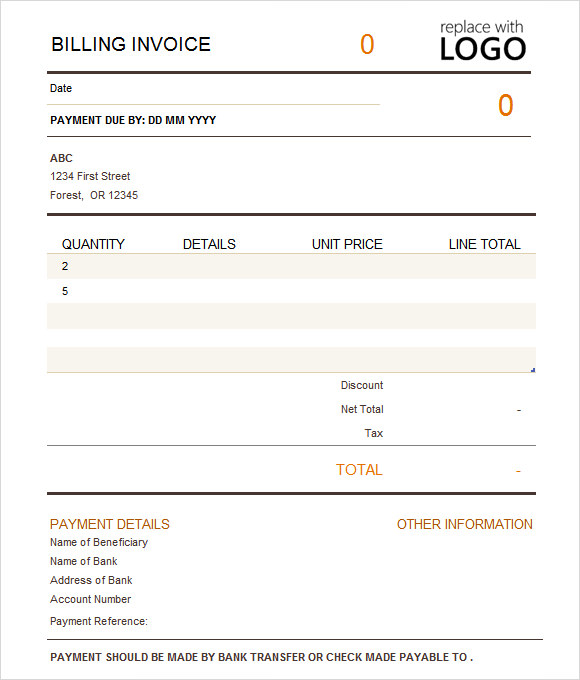 billing invoice template excel