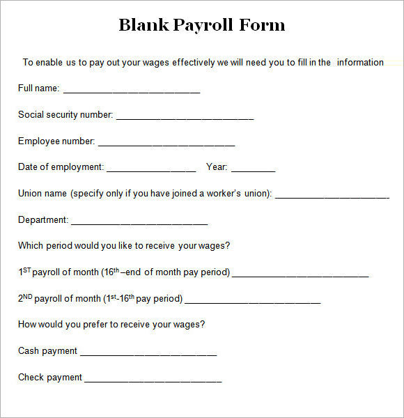 blank payroll form