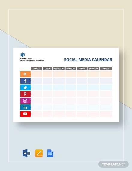 free 19 social media calendar templates in google docs ms word apple pages pdf