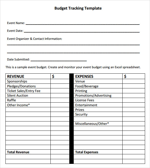 budget tracking form