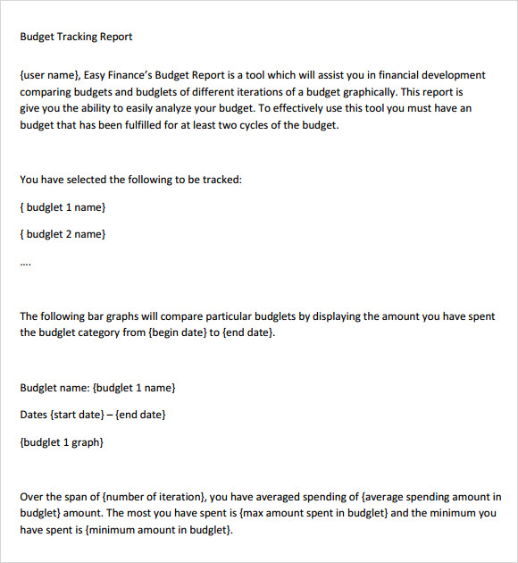 budget tracking report template