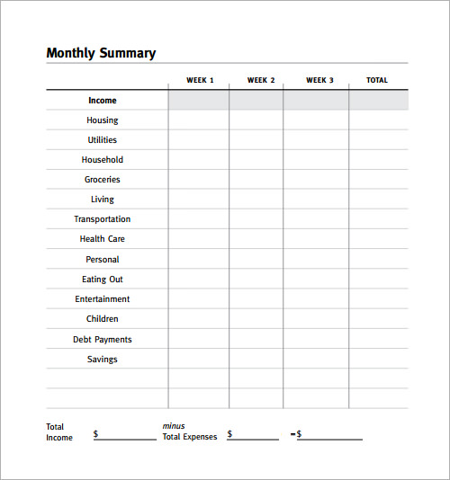 budget tracking template