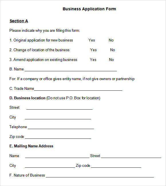 business application form