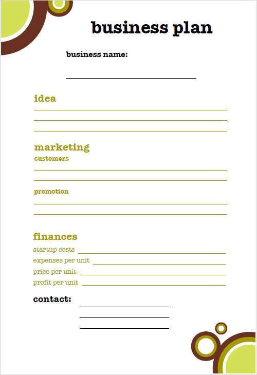 template of simple business plan