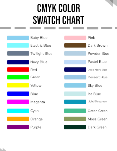cmyk color swatch chart