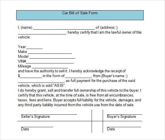 car bill of sale form1