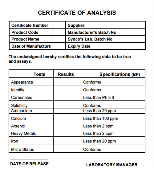 certificate of analysis template1