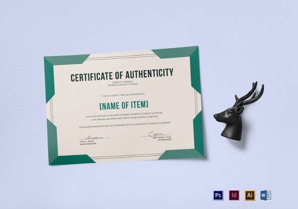 certificate of authenticity template in word
