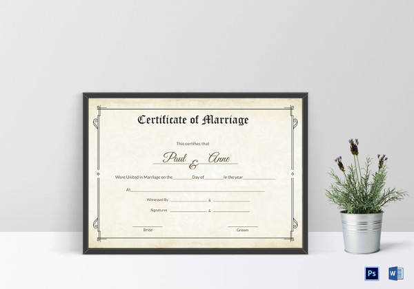 classic marriage certificate template