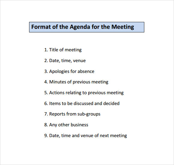 committee meeting planning agenda template