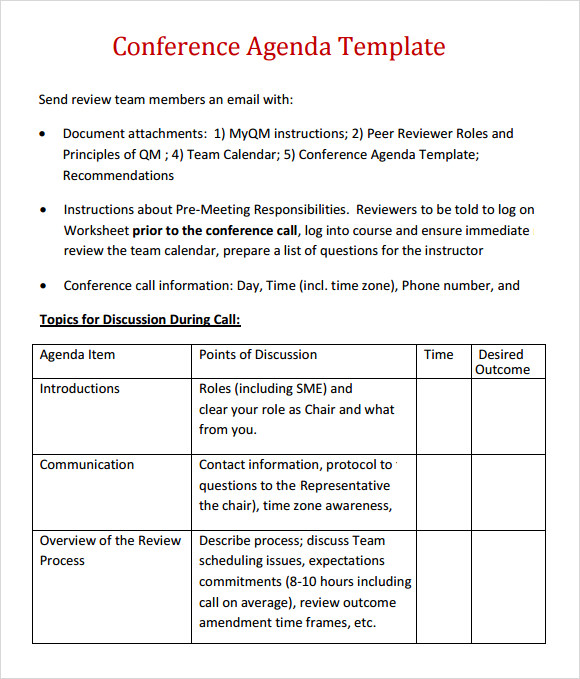 Free 6 Sample Agenda Templates In Ms Word Pdf