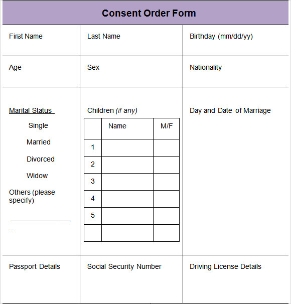 consent order form