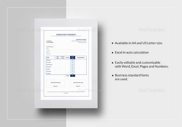 consultant timesheet template