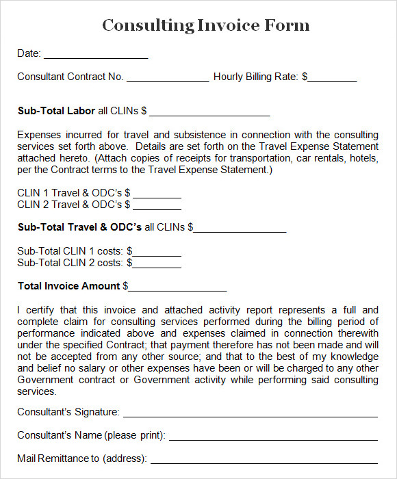 consulting invoice template in word