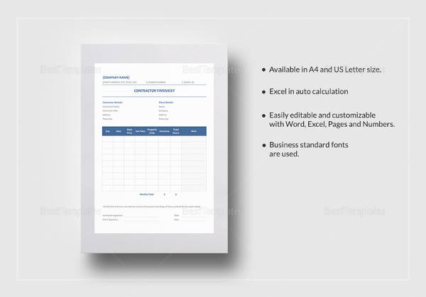 contractor timesheet template to edit