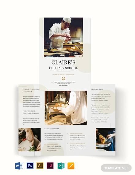 culinary school bi fold brochure template