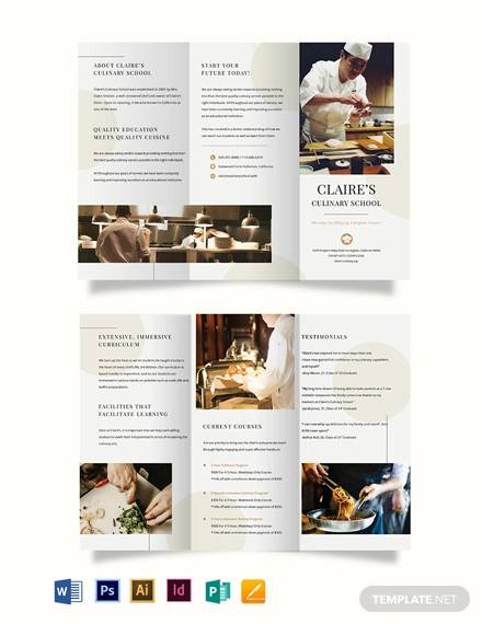 culinary school tri fold brochure template