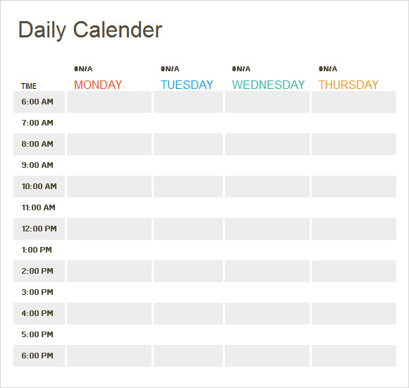 free excel daily schedule template