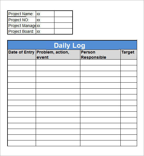 Log Template - Download Documents in PDF , Word , Excel