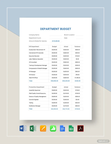 department budget template