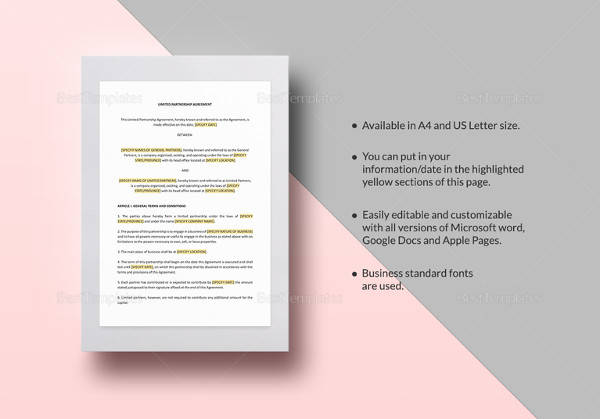 easy to edit limited partnership agreement template