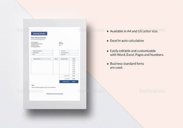 editable catering invoice template