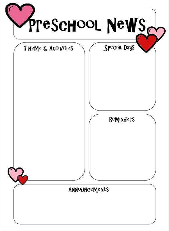 newsletter for preschool parents template