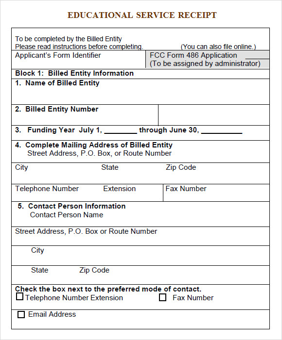 9+ Sample Service Receipt Templates  Sample Templates