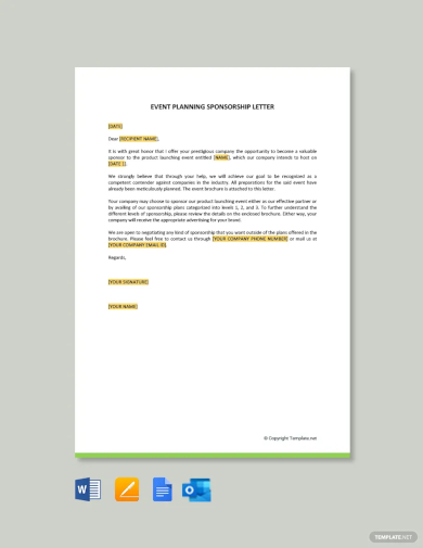 event planning sponsorship letter template