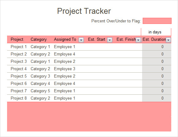 excel project tracking template