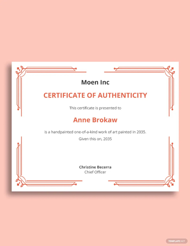 free blank certificate of authenticity template