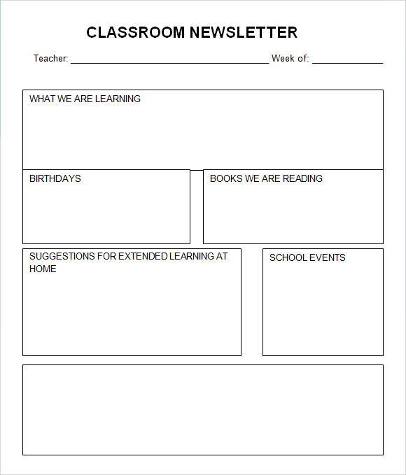 free classroom newsletter template word