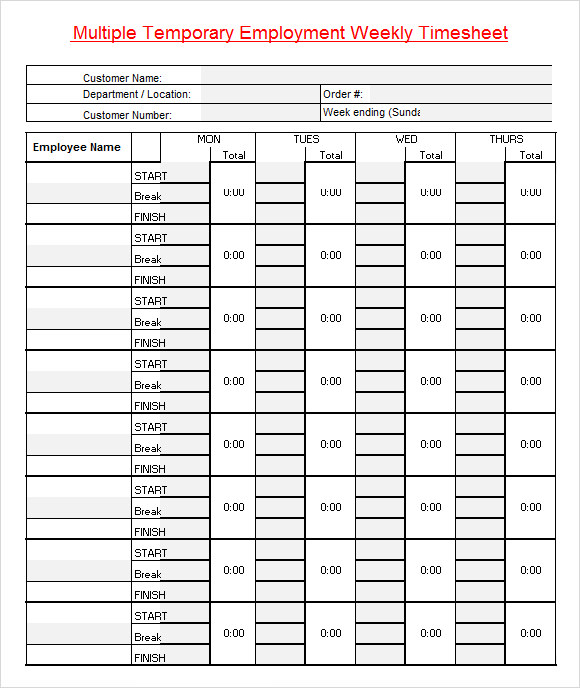FREE 18 Sample Excel Timesheets In Excel