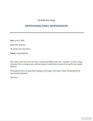 free professional email memo template