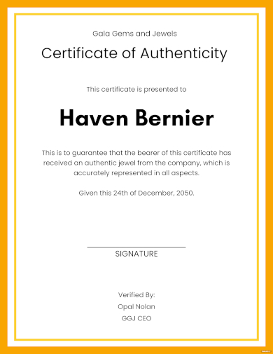 gems authenticity certificate