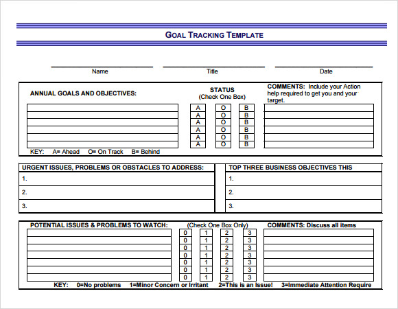 goal tracking template free download