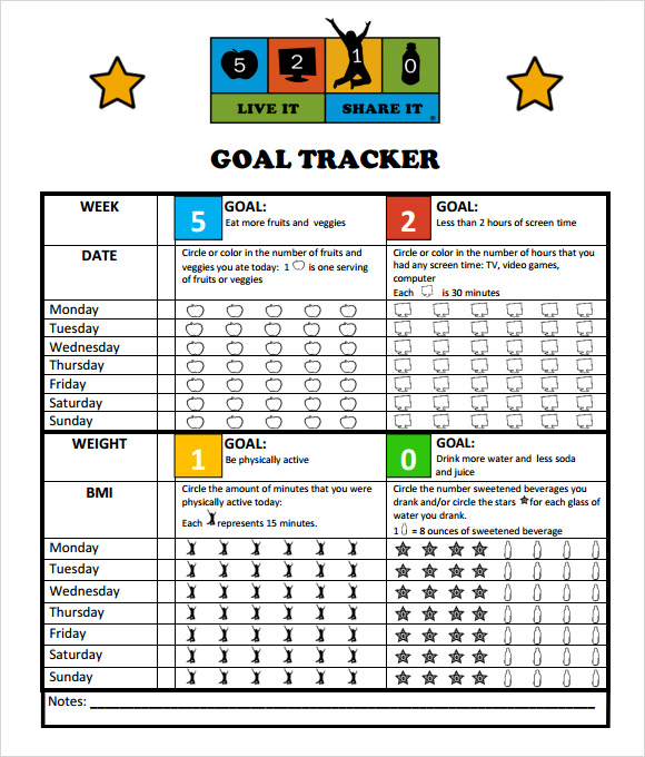 Free Downloadable Goal Tracker Templates