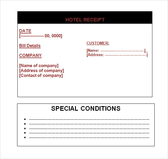 FREE 19 Sample Hotel Receipt Templates In Google Docs Google Sheets Excel MS Word