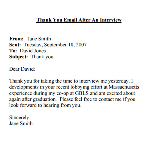 interview thank you email template