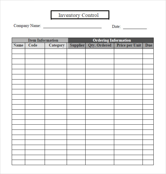 inventory control template